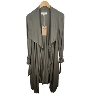 🆕️Thread & Supply Olive Waterfall Front Lightweight Trench Coat